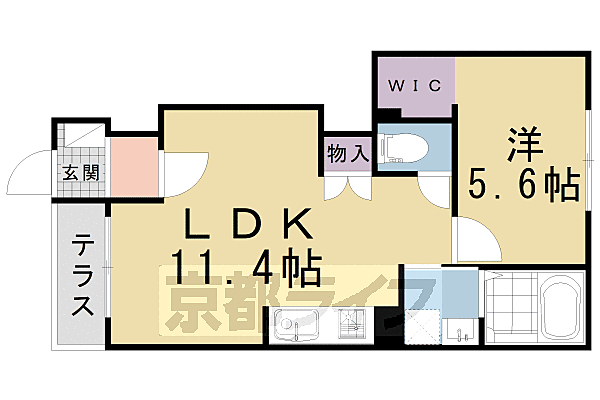 Ｃａｍｅｒａ（カーメラ）幡枝 102｜京都府京都市左京区岩倉幡枝町(賃貸アパート1LDK・1階・40.57㎡)の写真 その1