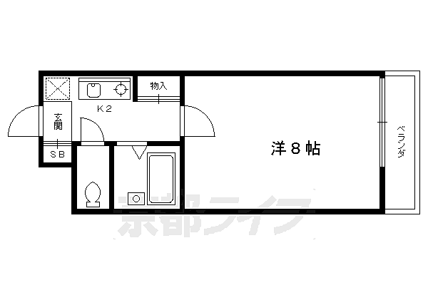 コアロード鷹ヶ峯 305｜京都府京都市北区大宮南箱ノ井町(賃貸マンション1K・3階・22.50㎡)の写真 その2