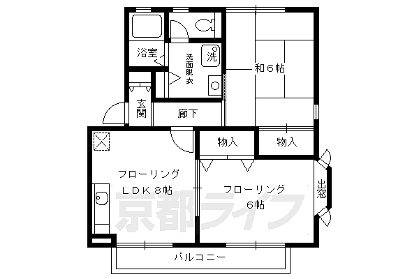 ハイカムール西賀茂 101｜京都府京都市北区西賀茂北川上町(賃貸アパート2LDK・1階・48.75㎡)の写真 その2