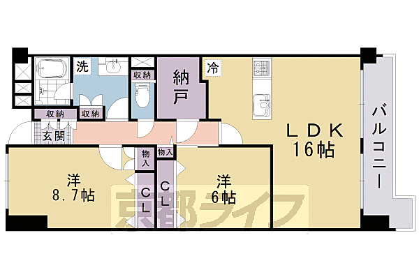 ポルト・ド・岡崎 209｜京都府京都市左京区岡崎円勝寺町(賃貸マンション3LDK・2階・78.28㎡)の写真 その2