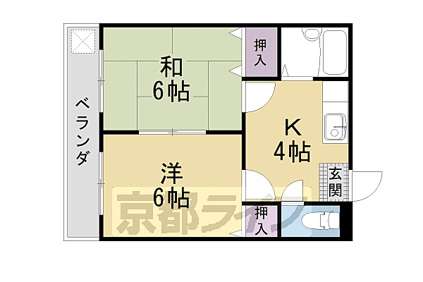 サンライズハウス 202｜京都府京都市中京区西ノ京船塚町(賃貸マンション2DK・2階・30.30㎡)の写真 その2