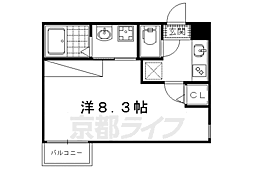 京福電気鉄道北野線 北野白梅町駅 徒歩4分の賃貸マンション 4階1Kの間取り