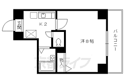 京都市営烏丸線 今出川駅 徒歩15分の賃貸マンション 5階1Kの間取り