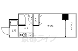京都市営烏丸線 五条駅 徒歩1分の賃貸マンション 10階1Kの間取り
