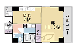 京都市営烏丸線 五条駅 徒歩8分の賃貸マンション 15階1DKの間取り