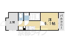 京福電気鉄道北野線 北野白梅町駅 徒歩18分の賃貸マンション 1階1Kの間取り