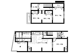 吉田近衛町貸家（北） 4SLDKの間取り