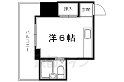 京都市営烏丸線 国際会館駅 徒歩1分の賃貸マンション 2階ワンルームの間取り