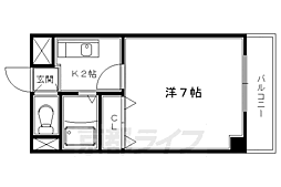 京都市営烏丸線 十条駅 徒歩7分の賃貸マンション 1階1Kの間取り
