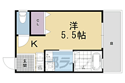 近鉄京都線 東寺駅 徒歩10分の賃貸アパート 1階ワンルームの間取り