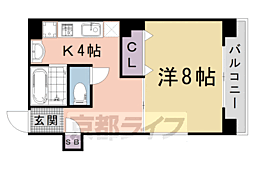 京都市営烏丸線 五条駅 徒歩10分の賃貸マンション 10階1Kの間取り