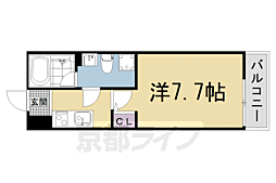 スターアパートメント京大北 2階1Kの間取り