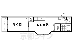 阪急京都本線 西院駅 徒歩4分の賃貸マンション 2階1DKの間取り