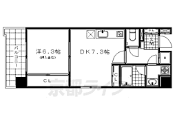 京阪本線 清水五条駅 徒歩5分の賃貸マンション 4階1DKの間取り