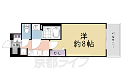 京都市営烏丸線 十条駅 徒歩3分の賃貸マンション 5階1Kの間取り
