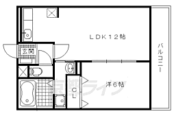 エスポワール北山II 2階1LDKの間取り