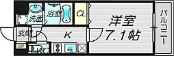 阪急千里線 豊津駅 徒歩12分の賃貸マンション 2階1Kの間取り
