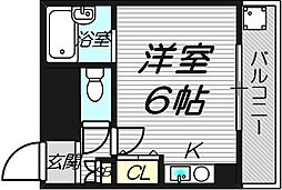 Osaka Metro谷町線 阿倍野駅 徒歩1分の賃貸マンション 8階ワンルームの間取り