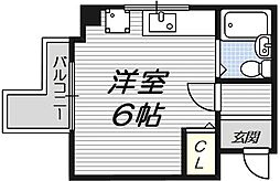 マッセ中の島ハイム ワンルームの間取図画像