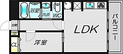 サンフラッツ新大阪 1LDKの間取図画像