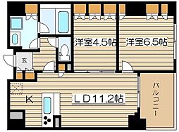 アーデンタワー福島ウエスト 2LDKの間取図画像