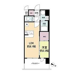 セレニテ十三ミラク 1LDKの間取図画像