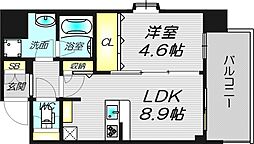 ルフォンプログレ南森町 1LDKの間取図画像