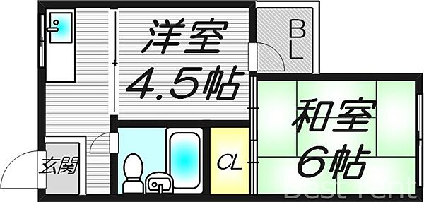 大阪府大阪市北区中崎1丁目(賃貸マンション2K・2階・24.21㎡)の写真 その2