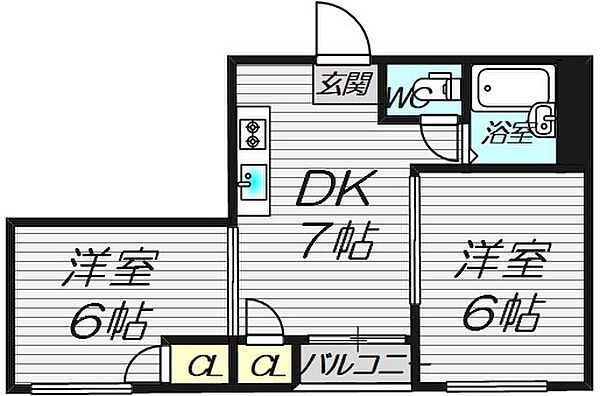 ベストレジデンス今里駅前 6D｜大阪府大阪市生野区新今里４丁目(賃貸マンション2DK・6階・38.00㎡)の写真 その2