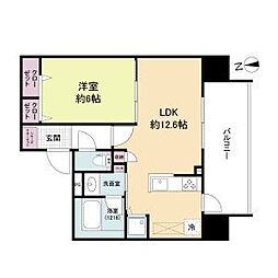 ブランシエスタ都島通 5階1LDKの間取り