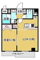 クロシェット関目 1階1LDKの間取り
