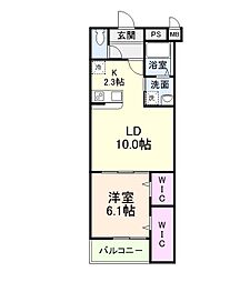 Wisteria terrace 3階1LDKの間取り