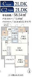 JR福知山線 猪名寺駅 徒歩9分の賃貸マンション 4階2LDKの間取り