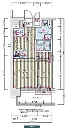 プレサンス京橋GREEN　YARDアルミラ 8階1LDKの間取り