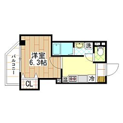 みおつくし京橋 7階1Kの間取り