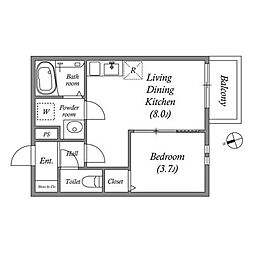 REGIES姫島I 1LDKの間取図画像