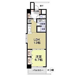 サクシード南森町 1LDKの間取図画像
