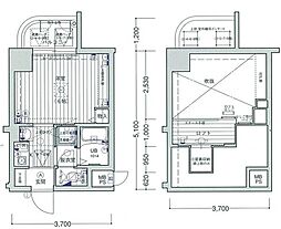 エステムコート大阪城前OBPリバーフロント 1Kの間取図画像