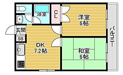 コーポ井上 2DKの間取図画像