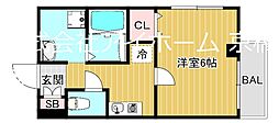 アイファースト成育 1Kの間取図画像