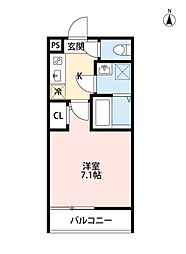 CRASTINE谷中 1Kの間取図画像