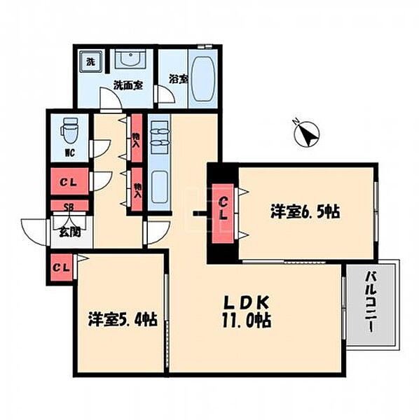 HORIE LUX ｜大阪府大阪市西区北堀江1丁目(賃貸マンション2LDK・7階・64.90㎡)の写真 その2