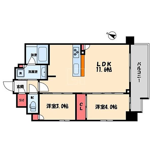 リビオレゾン靭公園 ｜大阪府大阪市西区京町堀1丁目(賃貸マンション2DK・2階・44.34㎡)の写真 その2