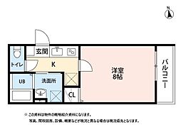 OUTRIGGER六十人町 1Kの間取図画像