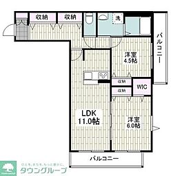 JR京浜東北・根岸線 川崎駅 徒歩26分の賃貸マンション 4階2LDKの間取り