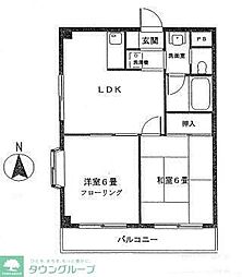 クレール佃野 2LDKの間取図画像