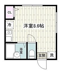 メープル ワンルームの間取図画像