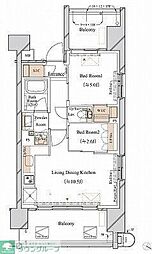 ブランシエスタ新丸子リバーフロント 2LDKの間取図画像