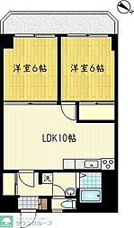 かわさきスカイビル 2LDKの間取図画像