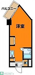 コスモハイム元住吉 ワンルームの間取図画像